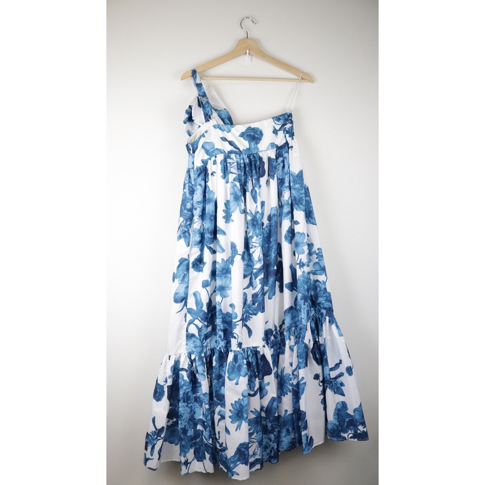 NWT Anthropologie Atsu Bow Maxi Dress Blue Floral One Shoulder XS‎ Petite XSP - Picture 3 of 11